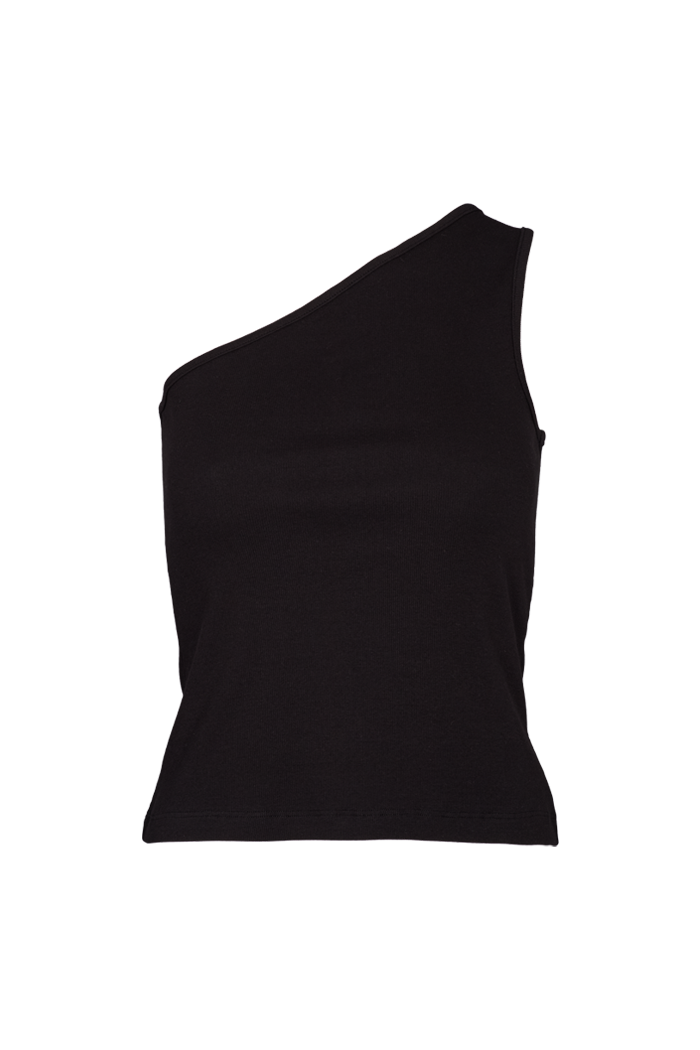 Basic Apparel Ludmilla One Shoulder Top Tops & tank-tops 001 Black